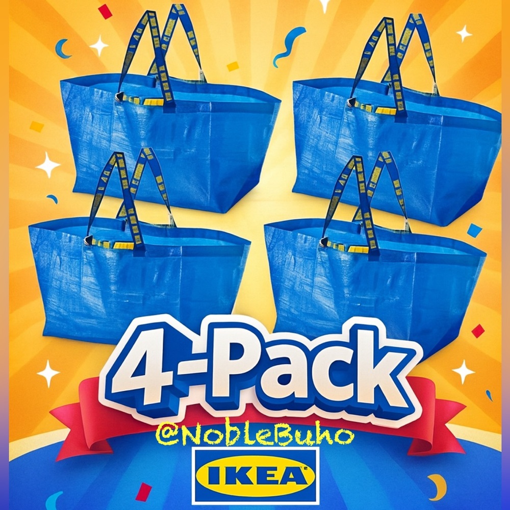 😍4-PACK😍 4 PACK Tote Shopping Bag Frakta Laundry Tote Bag Ikea Bag 19 Gallon